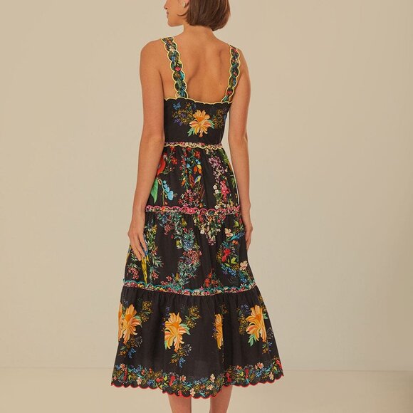 *LIKE NEW* black delicate forest scarves organic cotton maxi dress - Picture 4 of 7